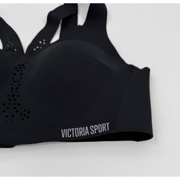 Victoria Sport Black Laser-Cut Strappy Sports Bra 34B Seamless Design Womens Act - Picture 2 of 7